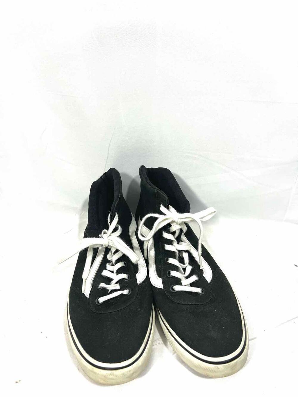 Vans Size 10 Black/White Lace-Up Canvas Shoes Sneakers